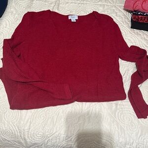 Old Navy Women's V-Neck Sweater in Deep Red